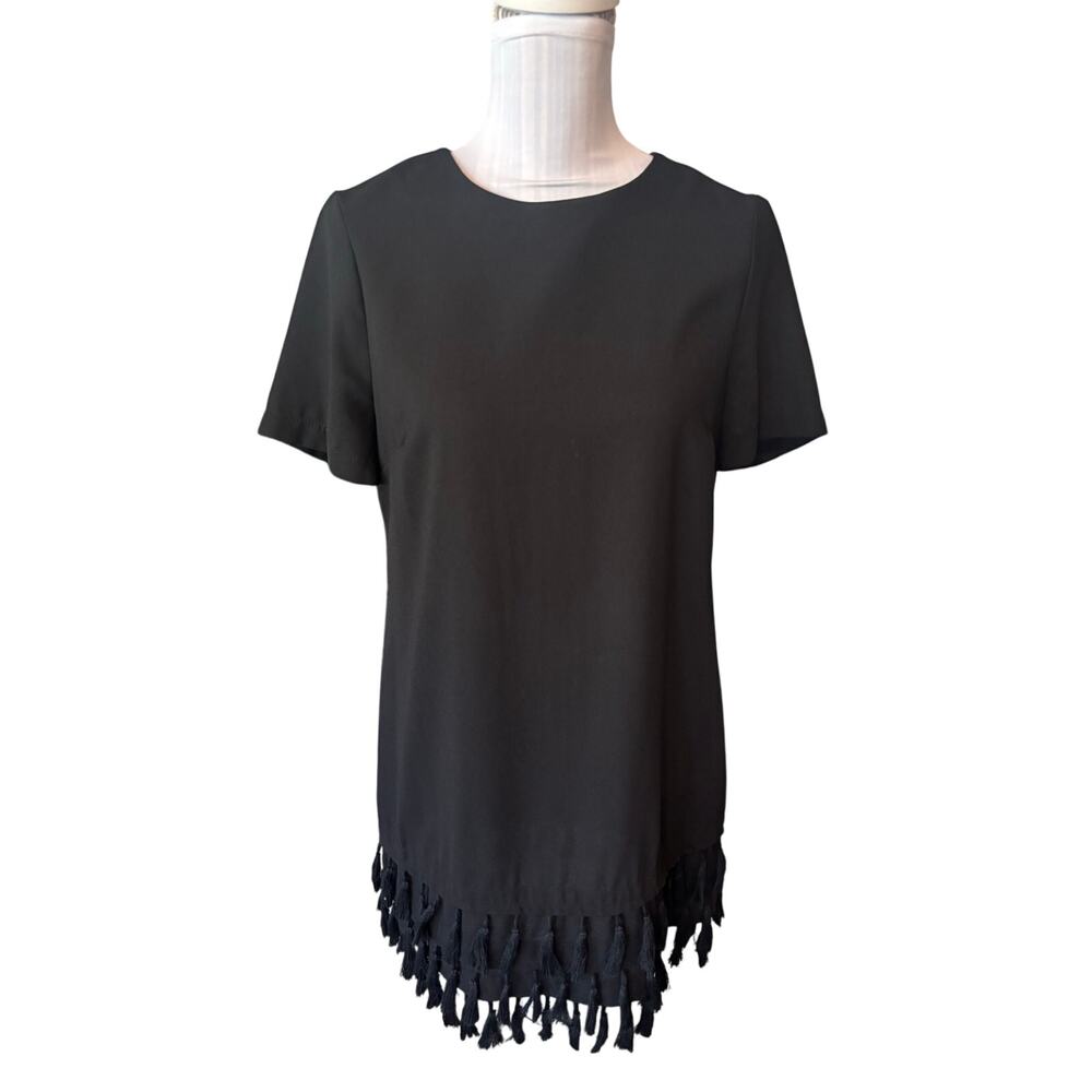 Aqua Little Black Dress Fringe Trim Size S